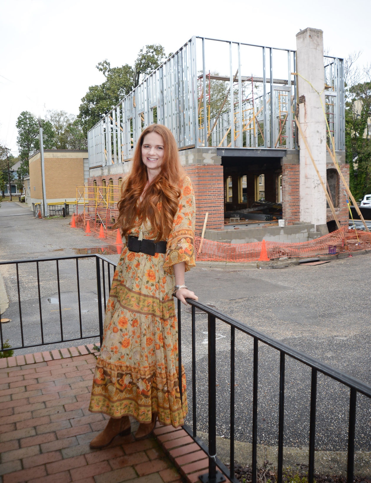 Virginia Gallagher outside new building